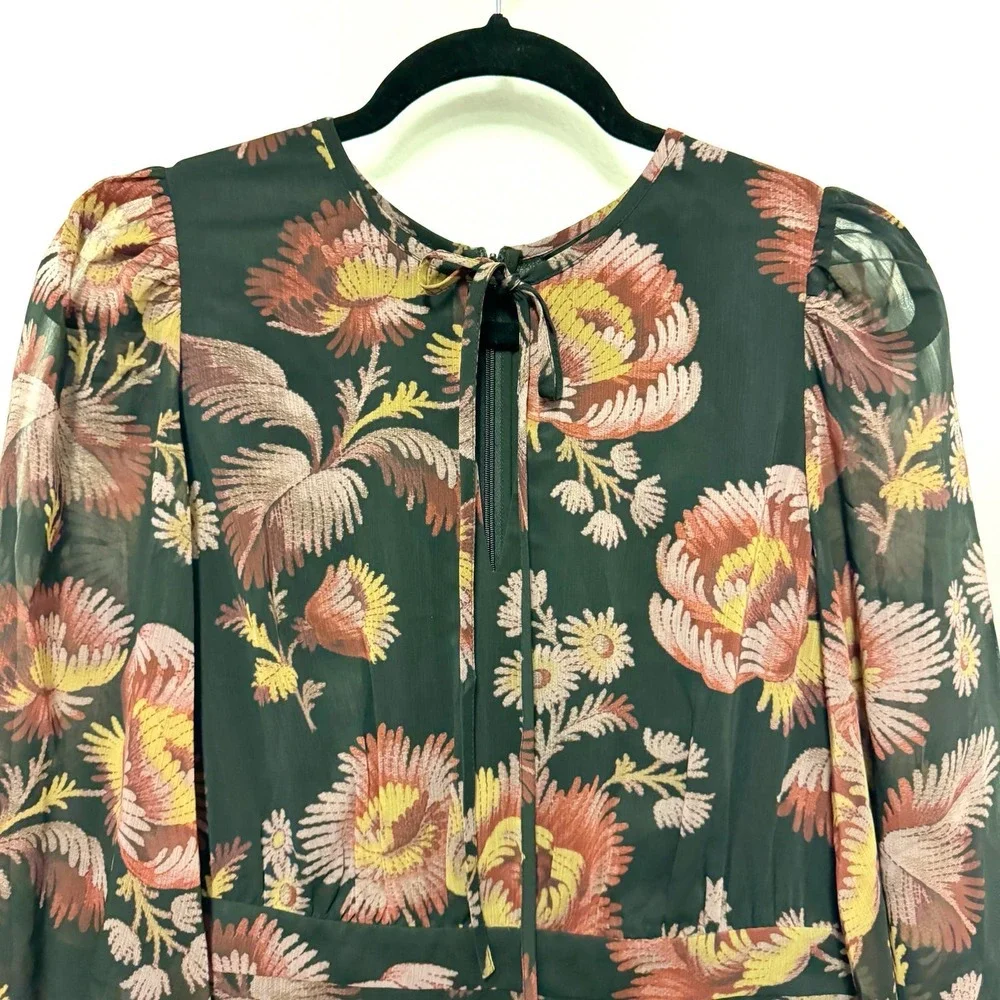NWT TED BAKER Piara Ruffle Asymmetric Mini Dress - Floral Long-Sleeve Flouncy - Picture 3 of 8